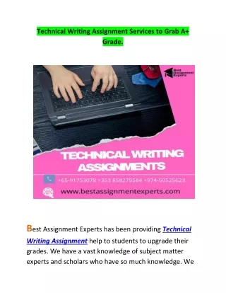 Technical Writing Assignment Services to Grab A  Grade