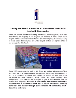 taking bim model audits and 4d simulations