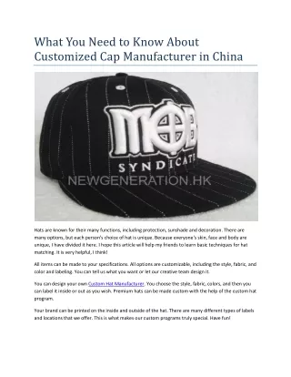 What You Need to Know About Customized Cap Manufacturer in China