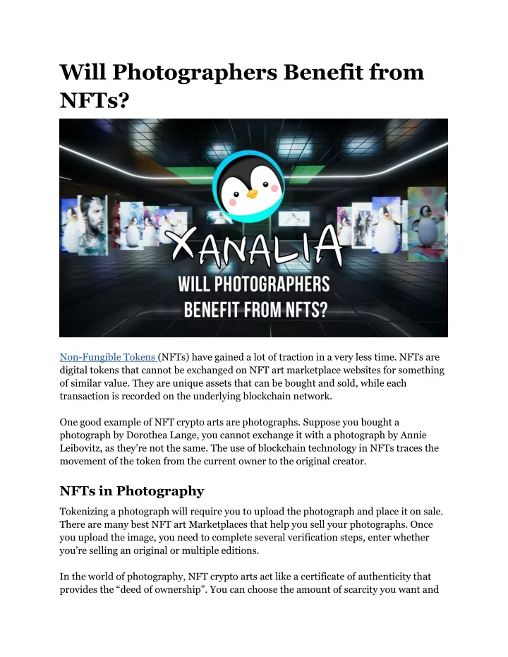 will photographers benefit from nfts