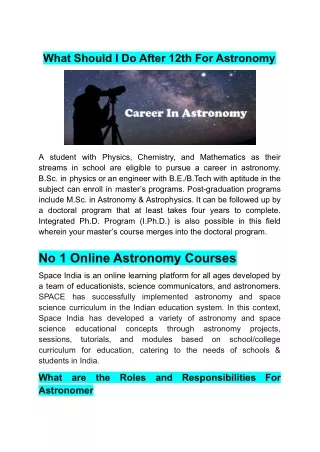 what should i do after 12th for astronomy