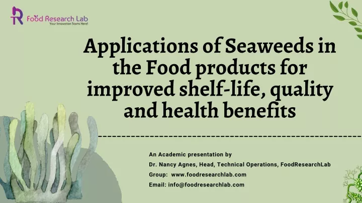 applications of seaweeds in the food products