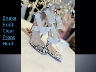 snake print clear front heel