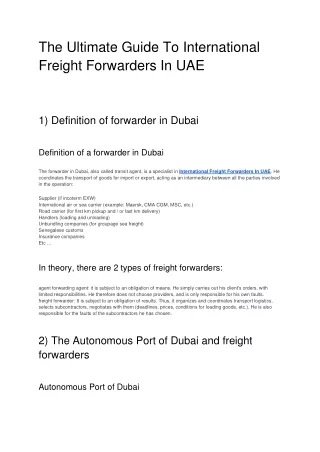 The Ultimate Guide To International Freight Forwarders In UAE
