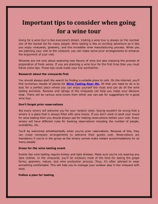 Important tips to consider when going for a wine tour