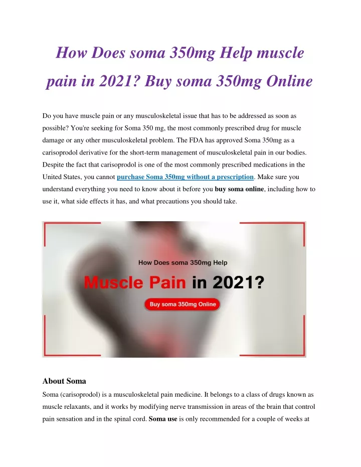 how does soma 350mg help muscle