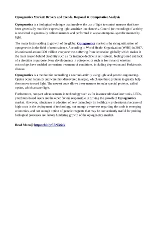 optogenetics market drivers and trends regional