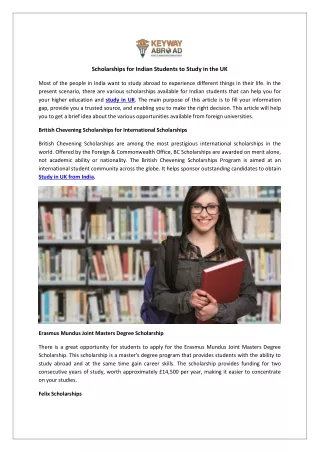 Scholarships for Indian Students to Study in the UK