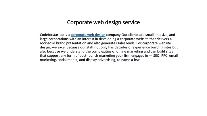 corporate web design service