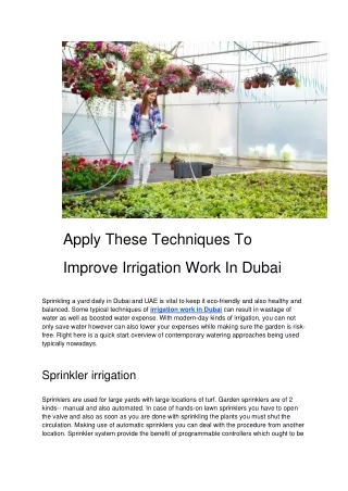 Apply These Techniques To Improve Irrigation Work In Dubai.