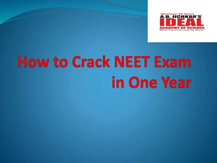 how to crack neet exam in one year