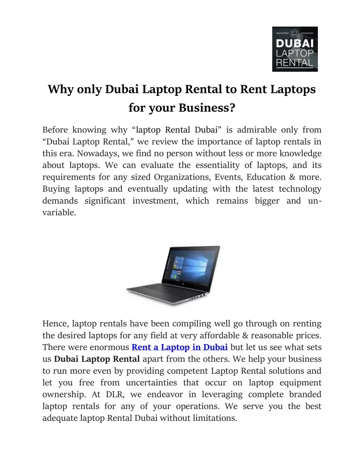 why only dubai laptop rental to rent laptops