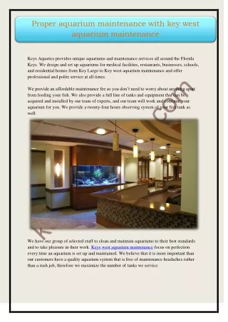 proper aquarium maintenance with key west