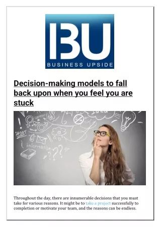 decision making models to fall back upon when