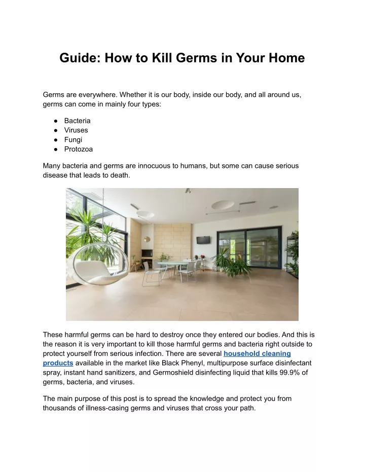 guide how to kill germs in your home