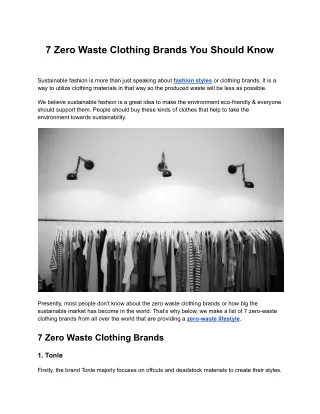 7 Zero Waste Clothing Brands You Should Know