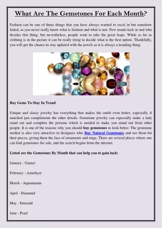 what are the gemstones for each month