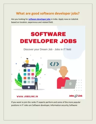 what are good software developer jobs