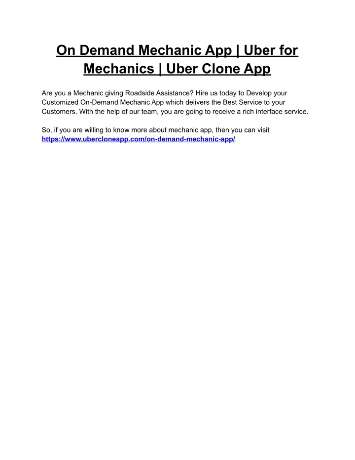 on demand mechanic app uber for mechanics uber