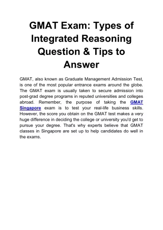 GMAT Exam_ Types of Intergrated Reasoning Question & Tips to Answer