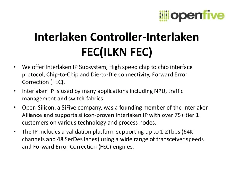 interlaken controller interlaken fec ilkn fec