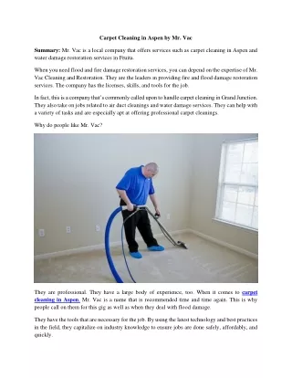 Carpet Cleaning in Aspen by Mr. Vac