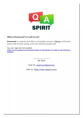 what is dramacool is it safe to use