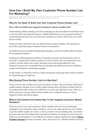 how can i build my own customer phone number list