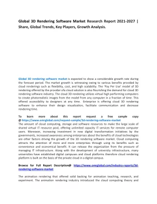 Global 3D Rendering Software Market Research Report 2021