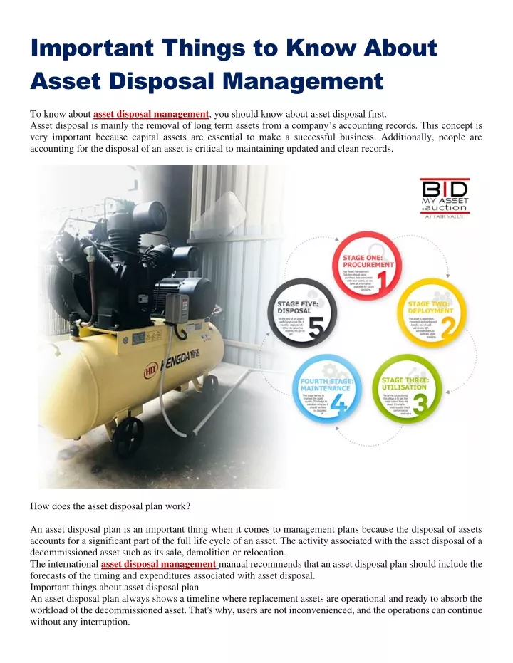 important things to know about asset disposal