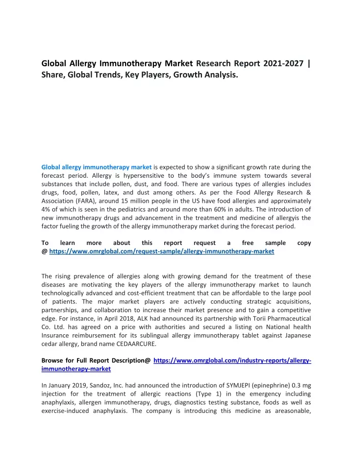 global allergy immunotherapy market research