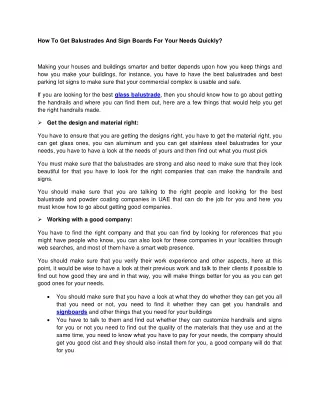 how to get balustrades and sign boards for your