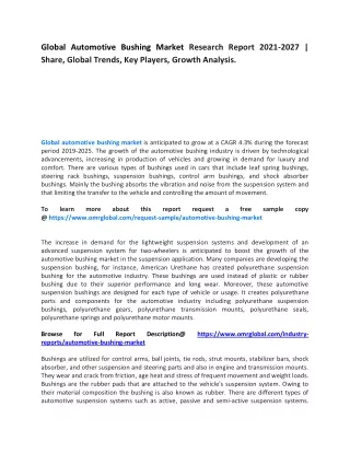 Global Automotive Bushing Market Research Report 2021