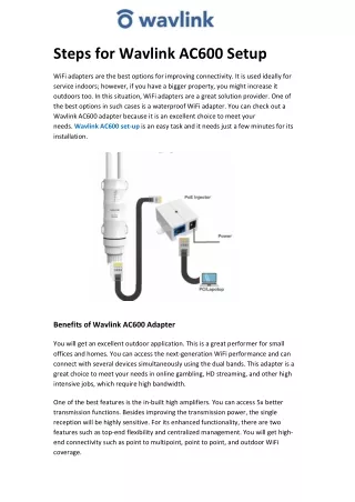 steps for wavlink ac600 setup