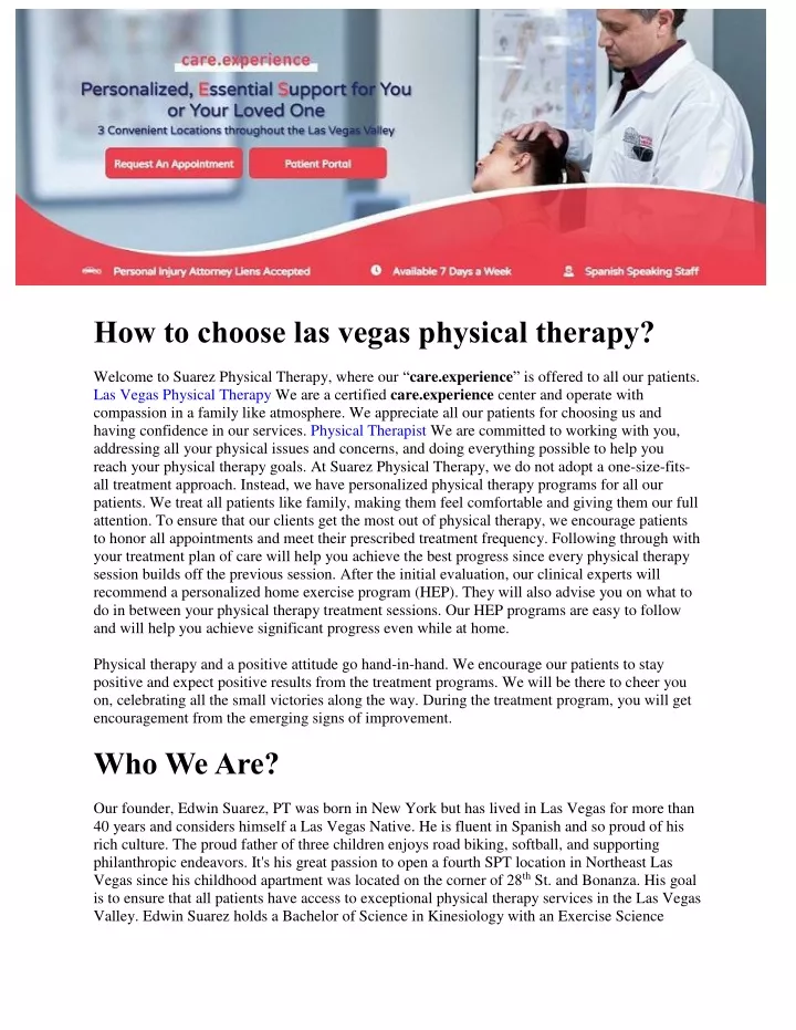 how to choose las vegas physical therapy