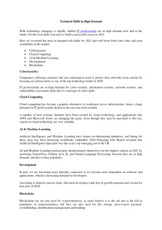 technical skills in high demand