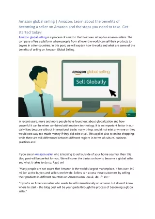 amazon global selling amazon learn about