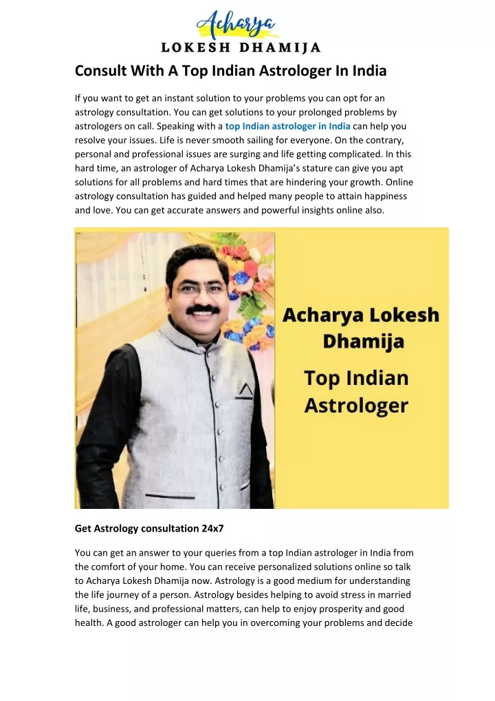 consult with a top indian astrologer in india
