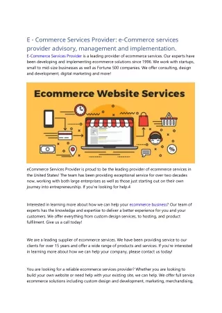 e commerce services provider e commerce services