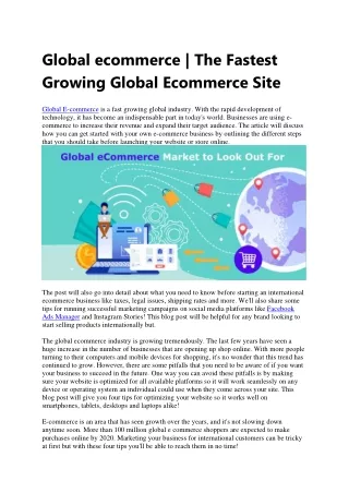 global ecommerce the fastest growing global