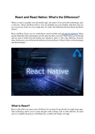 React vs React Native: Key Differences, Pros, and Cons