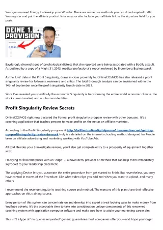 Not Known Factual Statements About Profit Singularity Review