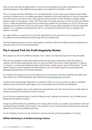 Profit Singularity Review Secrets
