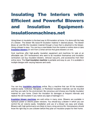 insulating the interiors with efficient