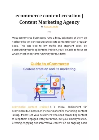 ecommerce content creation content marketing