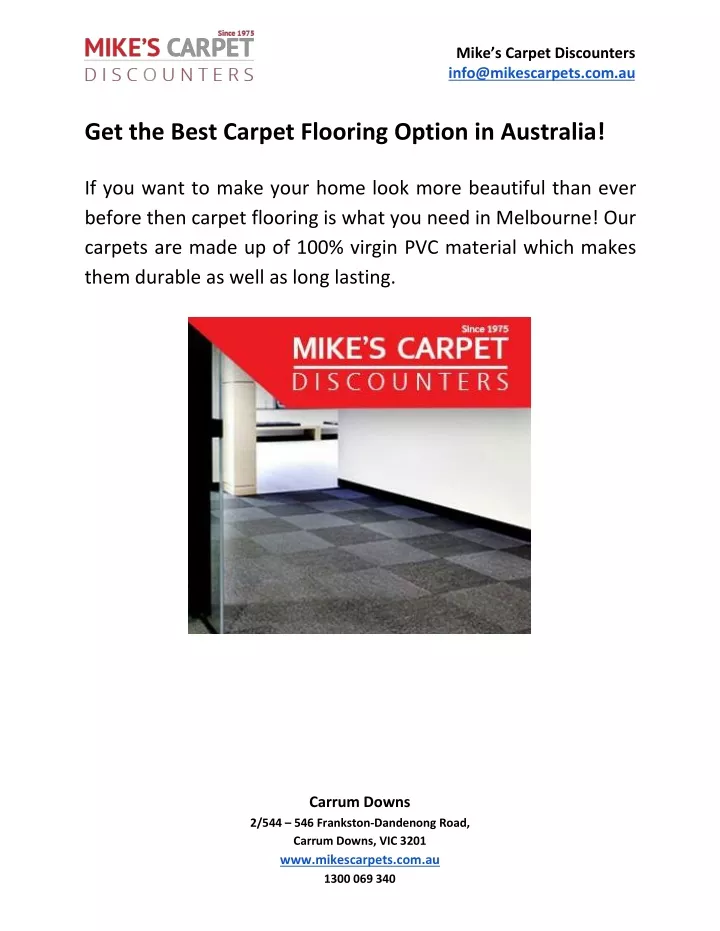 mike s carpet discounters info@mikescarpets com au