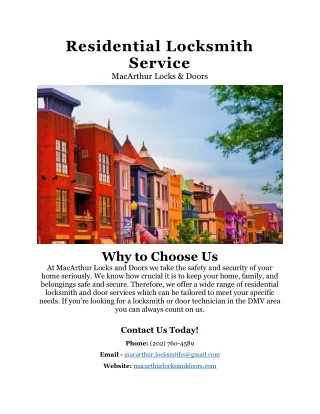 residential locksmith service macarthur locks