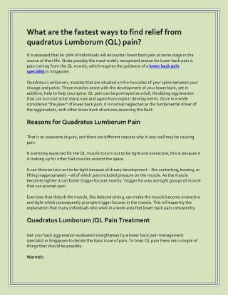 What are the fastest ways to find relief from quadratus Lumborum (QL) pain