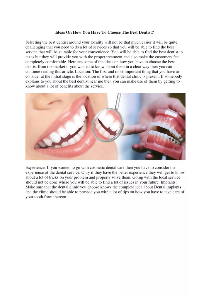 ideas on how you have to choose the best dentist
