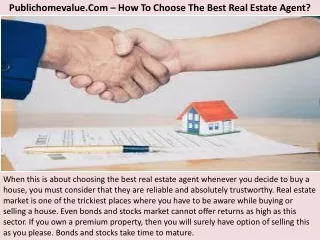 Publichomevalue.Com – How To Choose The Best Real Estate Agent?
